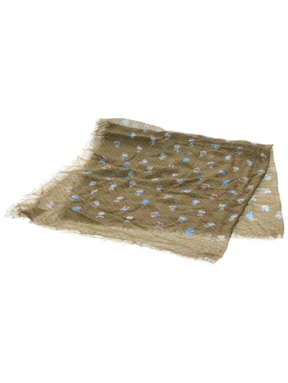 Gucci Doraemon GG Supreme Silk Shawl Brown Scarf